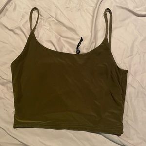 Olive green silk tank top